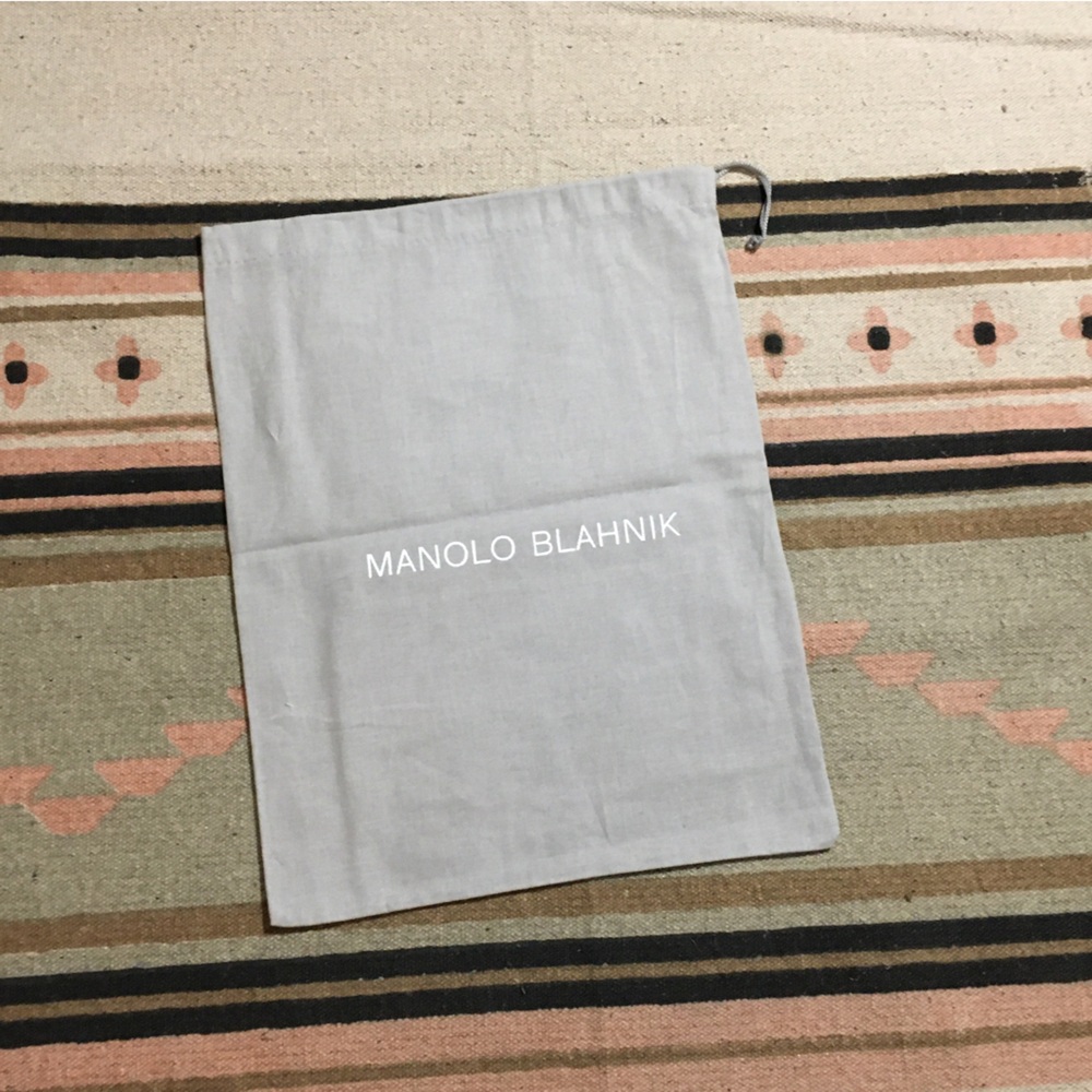 Manolo Blahnik light grey drawstring dustbag for shoes heels 11.5” x 13” medium